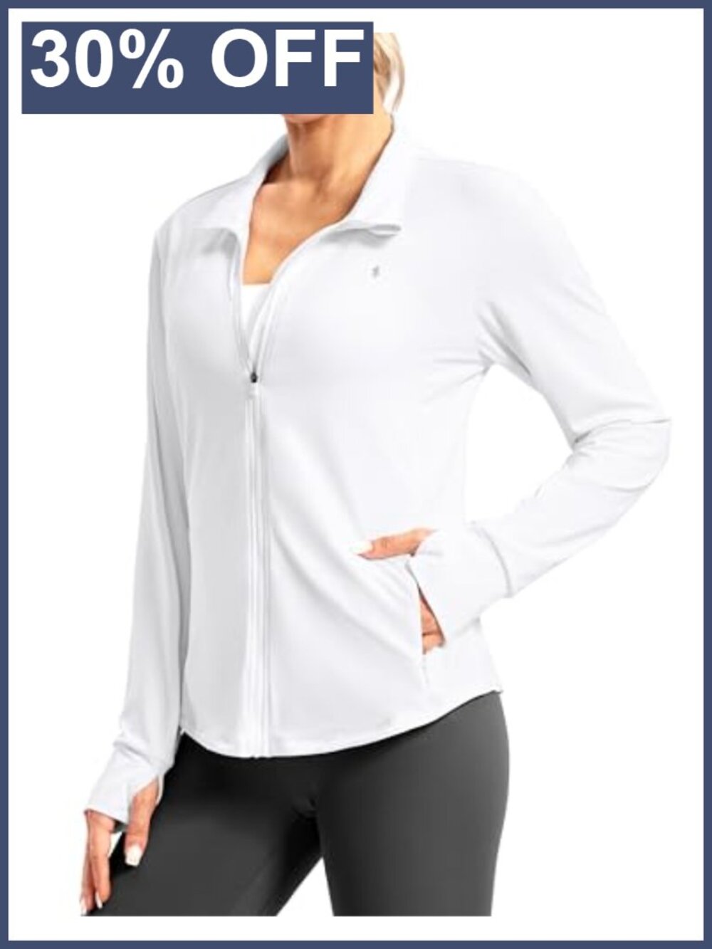 UPF 50+ Lightweight Athletic Zip Up Jacket Sun Protection Long Sleeve